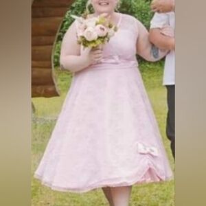 Pink plus size wedding dress